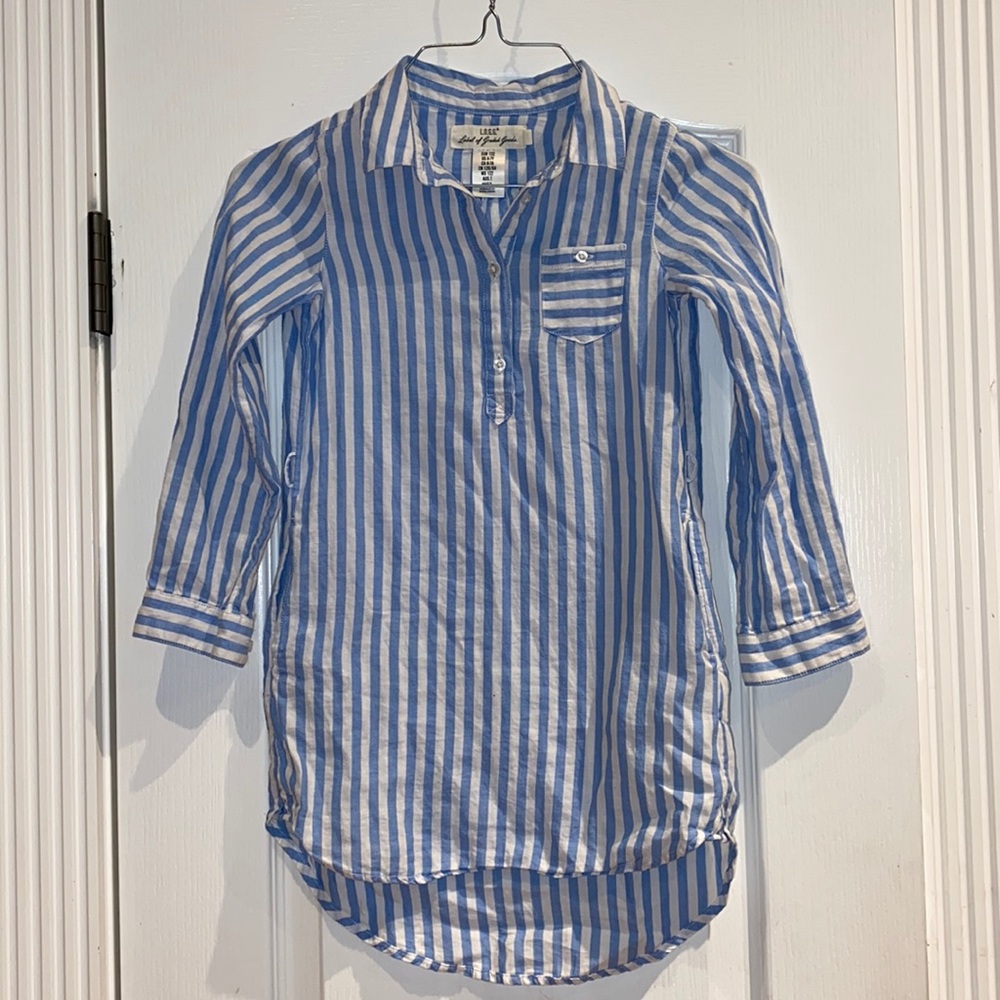 🌸Girls Blue and white hi-lo shirt dress w/pockets